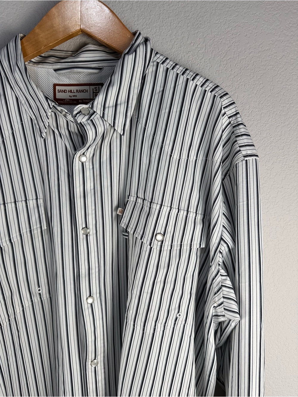 Sand Hill Ranch by NRS Black Striped Vented Snap Shirt Sz 2XL - Picture 3 of 9